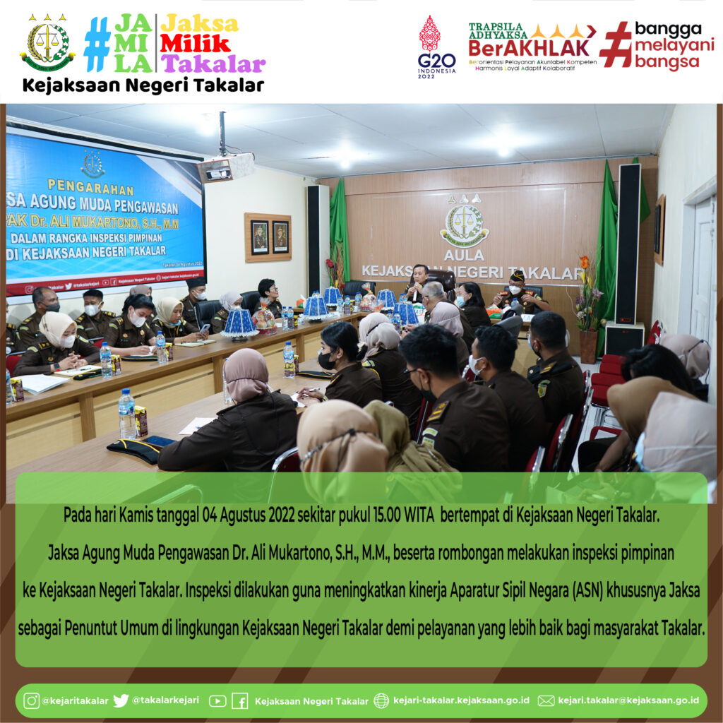 Seluruh Pegawai Kejaksaan Negeri Takalar mengikuti Briefing dari Jaksa Agung Muda Pengawasan.