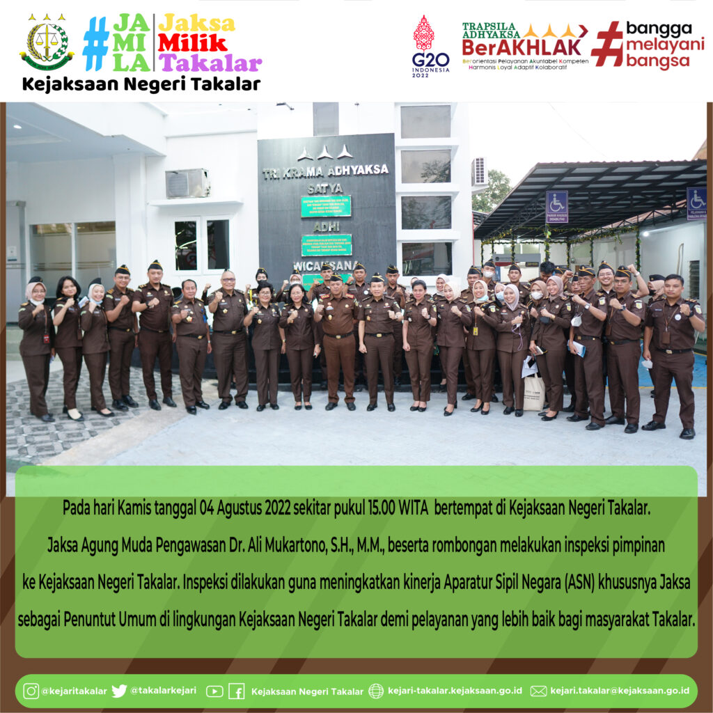 Foto Bersama Jaksa Agung Muda Pengawasan dengan Seluruh Pegawai Kejaksaan Negeri Takalar.
