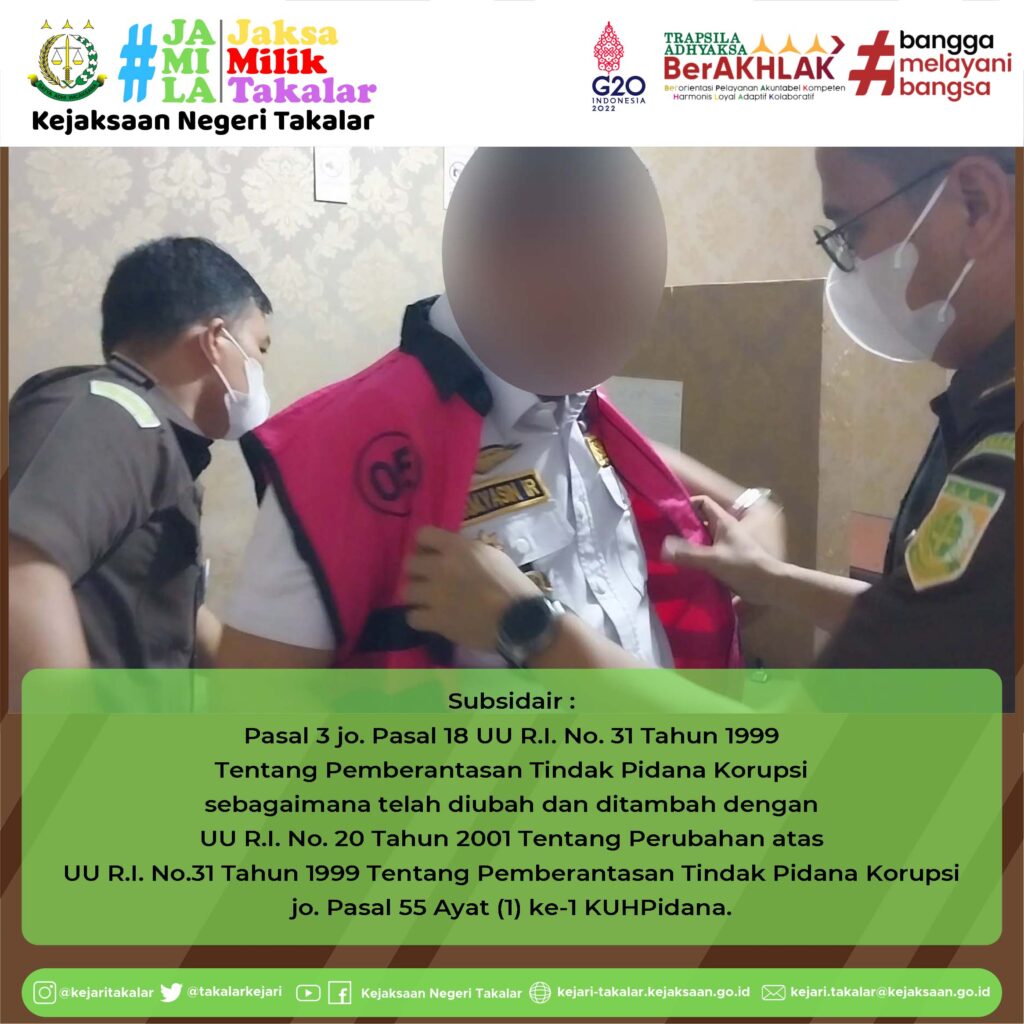 Tersangka MYI selaku Kepala Dinas Perhubungan dilakukan prosedur oleh Staf Bidang Intelijen Kejaksaan Negeri Takalar.