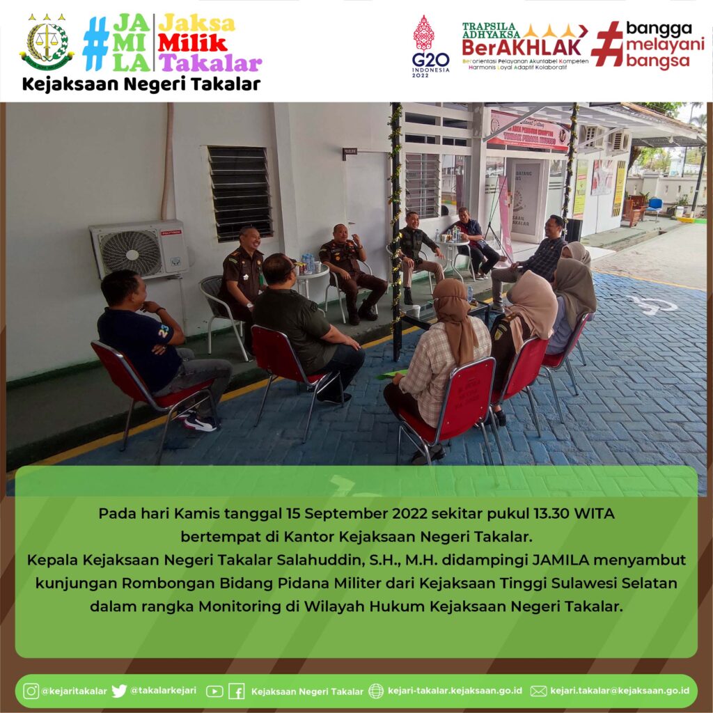 Kunjungan Rombongan Bidang Pidana Militer di Wilayah Hukum Kejaksaan Negeri Takalar disambut oleh Kepala Kejaksaan Negeri Takalar beserta JAMILA (Jaksa Milik Takalar).