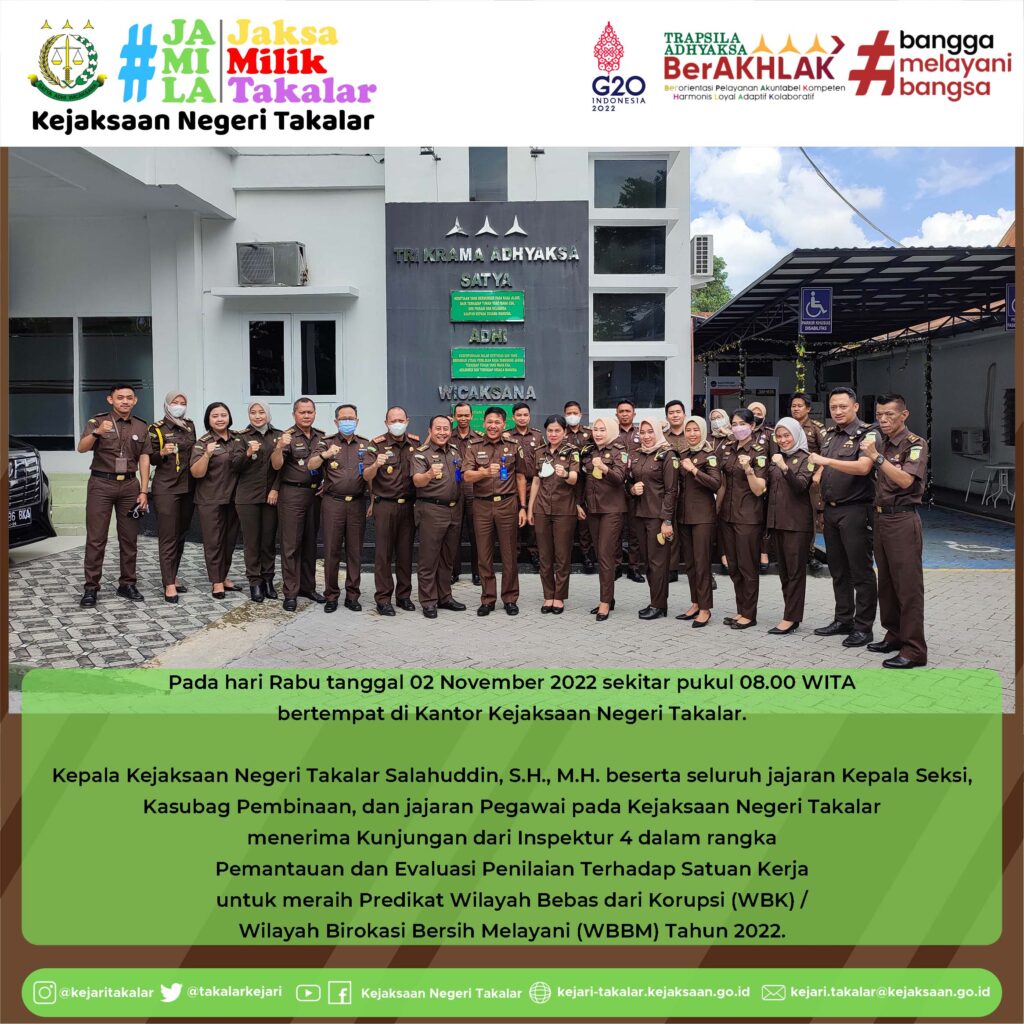 Foto Bersama Inspektur IV beserta rombongan dengan Jajaran dari Kejaksaan Negeri Takalar
