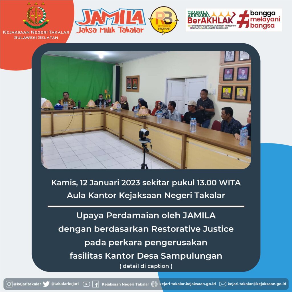 Upaya Perdamaian dengan Pendekatan Restorative Justice pada perkara pengerusakan Kantor Desa Sampulungan.