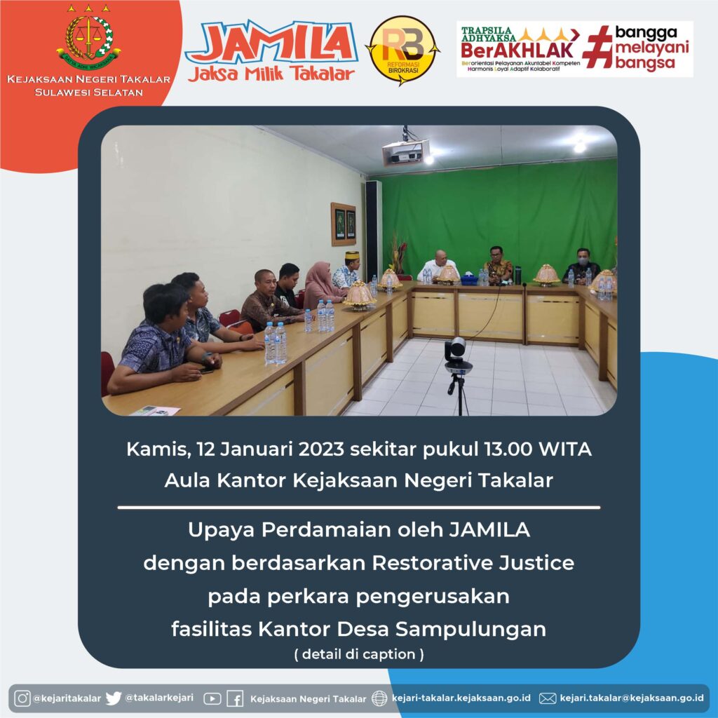 Upaya Perdamaian dengan Pendekatan Restorative Justice pada perkara pengerusakan Kantor Desa Sampulungan.